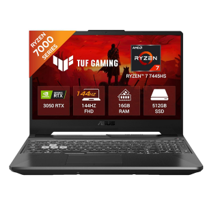 ASUS TUF A15 (2025), AMD Ryzen 7 7445HS,RTX 3050-4GB,75W TGP,16GB DDR5(Upgradeable Upto 64GB) 512GB SSD,FHD,15.6",144Hz,RGB Keyboard,Windows 11