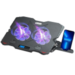 Zebronics NC5500D Powerful Laptop Cooler with Dual 125mm Fans, Silent Operation, Adjustable Fan Speed, Display, Controls, USB