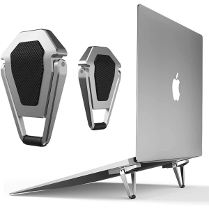EDNITA Mini Laptop Stand for Desk | Portable Metal PC Desk Stand, Aluminium Cooling Pad Mini Clip Compatible with MacBook Apple Laptop, Lenovo, Dell