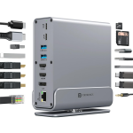 Portronics MPort Vault Pro 15-in-1 Type-C Metal Docking Station, Dual 4K@30Hz HDMI, 8K@30Hz DP, Triple Display Outpt, 100W PD