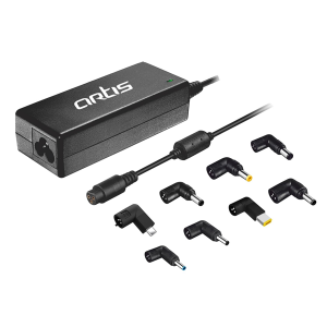 Artis 65Watt Universal Laptop Adapter with 8 Interchangeable Connector pins (Power Cord Included) Compatible with USB Type C/Dell/HP/Lenovo/ASUS/Acer