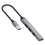 Amkette 4 Port USB Hub for Laptop/PC with USB 3.0 Port for 5 Gbps Superspeed Data Transmission,1*USB 3.0 Ports, 3*USB 2.0 Port,Sleek Metal Design