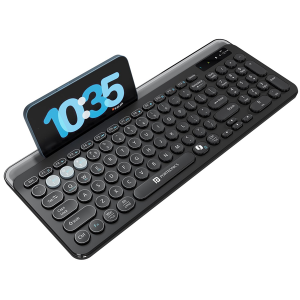 Portronics Bubble 3.0 Wireless Keyboard with Bluetooth + 2.4 GHz USB Receiver, Rechargeable Battery, Dual Height Adjustment, Multimedia Hotkeys
