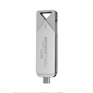 Amazon Basics 128GB OTG USB Flash Drive | 80+ Mbps Read Speed | Dual Interface Type-C & USB | High-Speed Data Transfer (Metal)