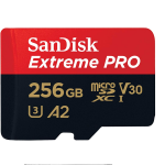 SanDisk Extreme Pro 256GB microSDXC UHS-I, V30, 200MB/s Read, 140MB/s Write, Memory Card for 4K Video on Smartphones, Action Cams and Drones