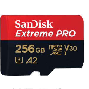 SanDisk Extreme Pro 256GB microSDXC UHS-I, V30, 200MB/s Read, 140MB/s Write, Memory Card for 4K Video on Smartphones, Action Cams and Drones