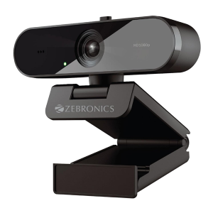 Zebronics FHD USB Webcam, 30FPS, 2P2G Lens, 2.0MP CMOS Sensor, Auto-White Balance, Auto-Exposure, Privacy Shutter, Built-in Mic, for Teams, FaceTime