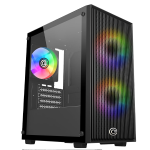 Circle Miniator M1 Mid- Tower Computer Case | Gaming Cabinet - Black| Support M-ATX, ITX | Pre- Installed 2 x 120mm Front and 1 x 120mm Rear ARGB Mirr