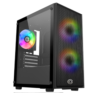 Circle Miniator M1 Mid- Tower Computer Case | Gaming Cabinet - Black| Support M-ATX, ITX | Pre- Installed 2 x 120mm Front and 1 x 120mm Rear ARGB Mirr