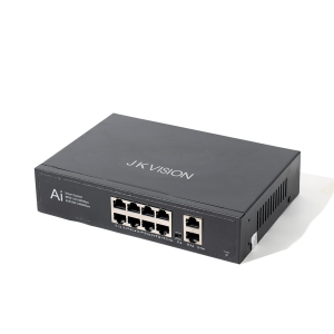 JK Vision 8+2 Gigabit Port Smart Unmanaged PoE Full Ethernet Adapter Switch, 8-Power Link Port 100/1000 and( 2-UpLink giga) Port 10/100/1000 MBPS