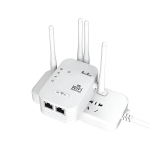 PunnkFunnk WiFi Range Extender | 300Mbps | 2.4GHz Wireless Repeater with 4 Antennas, Dual LAN Ports | Router & Access Point Mode | Plug & Play Setup