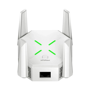 Dual Band 1200Mbps WiFi Range Extender | 5GHz Signal Booster with 4 Antennas | Covers Large Homes | Supports 20 Devices | LAN Port & Access Point