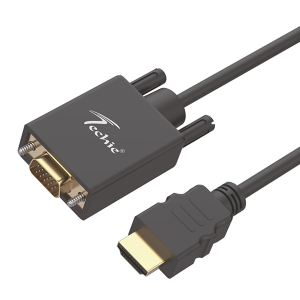 Techie HDMI to VGA Cable 1.5m Full HD 1080p 60Hz Display Adapter Cable Plug-and-Play Digital to Analog Converter, Connect HDMI Laptop, PC