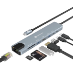 Portronics Mport 8 USB-C USB Hub/Docking Station(8-in-1) with 4K 30Hz HDMI, 100 Mbps Ethernet, USB 3.0, microSD/SD Card Reader, Type-C Data