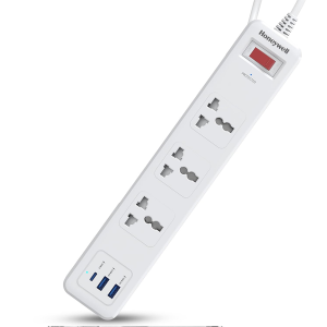 Honeywell 3 Out Surge Protector with Master Switch, Spike Guard/Extension Board, 3 Outlet, PD20W & 2xUSB, 13500Amp, 1.8 Meter Cord, DSW