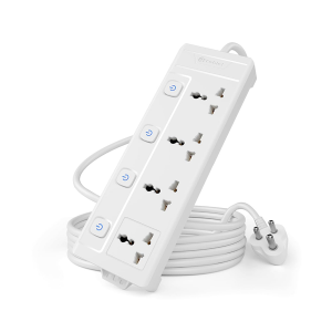 Cablet 250 Volts Extension Board 2500W 10A, 4 Universal Sockets, Individual Switches, 1.8M Heavy Duty Copper Wire, LED Indicator, Power Strip for Home
