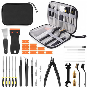 Serplex® 3D Printer Tool Kit with Storage Bag, Includes Scrapers, Tweezers, Pliers, Brushes, Nozzle Cleaning Tools, Wrenches &More, 3D Printer Repair