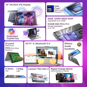 Lenovo IdeaPad 5 2-in-1 Convertible Laptop Intel Core Ultra 5 322 16GB RAM 512GB SSD 14" (35.5cm) WUXGA IPS Copilot+PC Windows 11 MS365