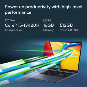 ASUS Vivobook 15, Smartchoice,Intel Core i5 13th Gen 13420H,16GB RAM, 512GB SSD, FHD 15.6",Windows 11, Office Home 2024, Quiet Blue