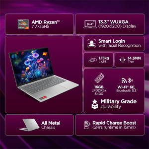Lenovo IdeaPad Slim 5 Ryzen 7 7735HS (16GB RAM/512GB SSD/Integrated AMD Radeon 680M Graphics/WUXGA IPS Display/13.3" (33.7cm)/Windows 11