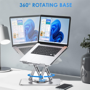 PLIXIO Adjustable Laptop Stand with 360° Rotating Base Tabletop Ergonomic Foldable Portable Holder