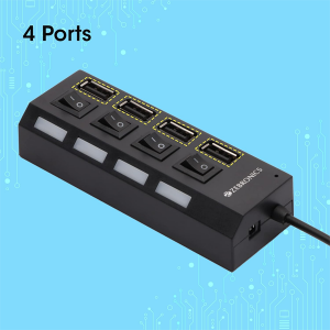 ZEBRONICS 150Hb 4 Port USB Hub with Dedicated On/Off Switch, Led Indicators, 45Cm Cable Length, Optional Power Input Port, Multi Device and Plug Play