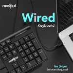 FRONTECH Wired Keyboard | Membrane Keys with Retractable Stands | USB Plug & Play | Ergonomic & Comfortable Design | 1 Year Warranty (FT-1672, Black)