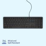Dell KB216 Wired Multimedia Keyboard - Full-Size Layout with USB Interface, Chiclet Keys, Spill Resistance with 3 Indicator Lights| Plug and Play