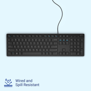 Dell KB216 Wired Multimedia Keyboard - Full-Size Layout with USB Interface, Chiclet Keys, Spill Resistance with 3 Indicator Lights| Plug and Play