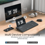 Portronics Bubble 3.0 Wireless Keyboard with Bluetooth + 2.4 GHz USB Receiver, Rechargeable Battery, Dual Height Adjustment, Multimedia Hotkeys