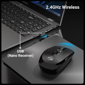 ZEBRONICS Wireless Mouse, 2.4GHz, 3200 DPI, 3 Buttons, Comfortable & Ergonomic, USB Nano Receiver, Power-Saving Mode, Works on Most Surfaces