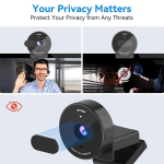 eMeet 1080P Webcam-USB Webcam With Microphone & Physical Privacy Cover,Noise-Canceling Mic,Auto Light Correction