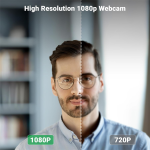 Zebronics FHD USB Webcam, 30FPS, 2P2G Lens, 2.0MP CMOS Sensor, Auto-White Balance, Auto-Exposure, Privacy Shutter, Built-in Mic, for Teams, FaceTime