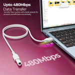 Zebronics USB Extension Cable, 3 Meter Length, 480Mbps Data Transfer, Full Copper Core, Nickel-Plated Connectors, Durable Build, For TV, Laptop, PC