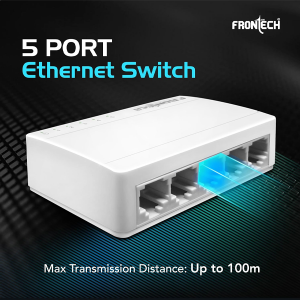 Frontech 5-Port Fast Ethernet Switch | 10/100 Mbps Speed | Plug & Play Network Hub | 1 Gbps Bandwidth | 2 Years Warrenty (NC-0073)