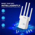 PunnkFunnk WiFi Range Extender | 300Mbps | 2.4GHz Wireless Repeater with 4 Antennas, Dual LAN Ports | Router & Access Point Mode | Plug & Play Setup