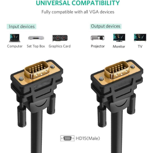 ETZIN VGA Cable Male to Male Gold Plated | Full HD 1080p | HD15 Connector | For PC Monitor Projector