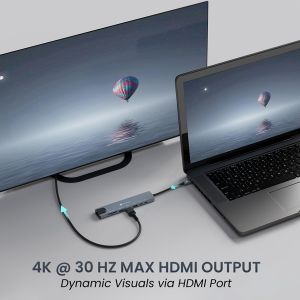 Portronics Mport 8 USB-C USB Hub/Docking Station(8-in-1) with 4K 30Hz HDMI, 100 Mbps Ethernet, USB 3.0, microSD/SD Card Reader, Type-C Data