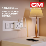 GM 3019 3 Pin Universal Multi Plug Travel Adaptor with 6 AMP for Home Applications, Computers, Laptops