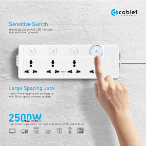 Cablet 250 Volts Extension Board 2500W 10A, 4 Universal Sockets, Individual Switches, 1.8M Heavy Duty Copper Wire, LED Indicator, Power Strip for Home