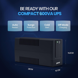 Geonix GXUPS600VA UPS 600VA/360W, Uninterrupted Power Supply System for Desktop PC Computers, Voltage Regulator, Auto Restart, Cold Start Function