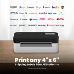 Helett® H30C Lite USB Direct Thermal 4×6 Shipping Label Printer(Barcode)Adjustable Label Size|203DPI Resolution|152mm/s Printing Speed Compatible