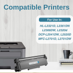 TN-2365 Toner Cartridge Compatible for Printers HL-L2321D, L2361DN, L2366DW, L2320d, DCP-L2541DW, L2520D, MFC-L2701D, L2701DW (TN-2365 - 1 pc)