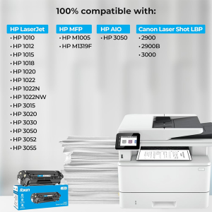 Foxin FTC 12A Laser Printer Toner Cartridge Compatible with HP 1020, M1005, 1018, 1010, 1012, 1015, 1022, 1022N, 1022NW, 3015, 3020, 3030, 3050, 3050Z