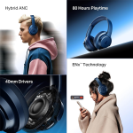 Boat Rockerz 512 ANC,(~40dB) Hybrid ANC, 80H Battery, 40mm Drivers, 40ms Low Latency, ENx Tech,Stream Ad Free Music via App Support