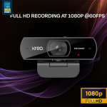 Kreo Owl Full HD 1080P 60 FPS Webcam with Auto-Focus and Built-in Dual Digital Mic, Plug and Play Setup for Video Call, Streaming, YouTube and More