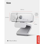 Lenovo 300 FHD Webcam with Full Stereo Dual Built-in Mics | FHD 1080P 2.1 Megapixel CMOS Camera with USB |Ultra-Wide 95° Lens, 4X Digital Zoom
