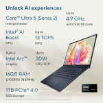 ASUS Zenbook 14, Smartchoice, Intel Core Ultra 5 Series 2,16GB RAM,1TB SSD,3K OLED 14", Touchscreen, Win 11, Office Home 2024,Blue
