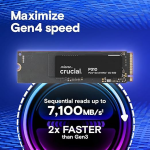 Crucial P310 1TB 2280 PCIe Gen4 3D NAND NVMe M.2 SSD – Up to 7,100 MB/s – Shift up to Gen4 – Internal Solid State Drive (PC)