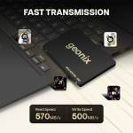 GEONIX SATA 2.5" 512GB Internal Solid State Drive/SSD with SATA III Interface, 6Gb/s | Read/Write Speed Upto - 570/500 MB/s | Quad Channel Controller